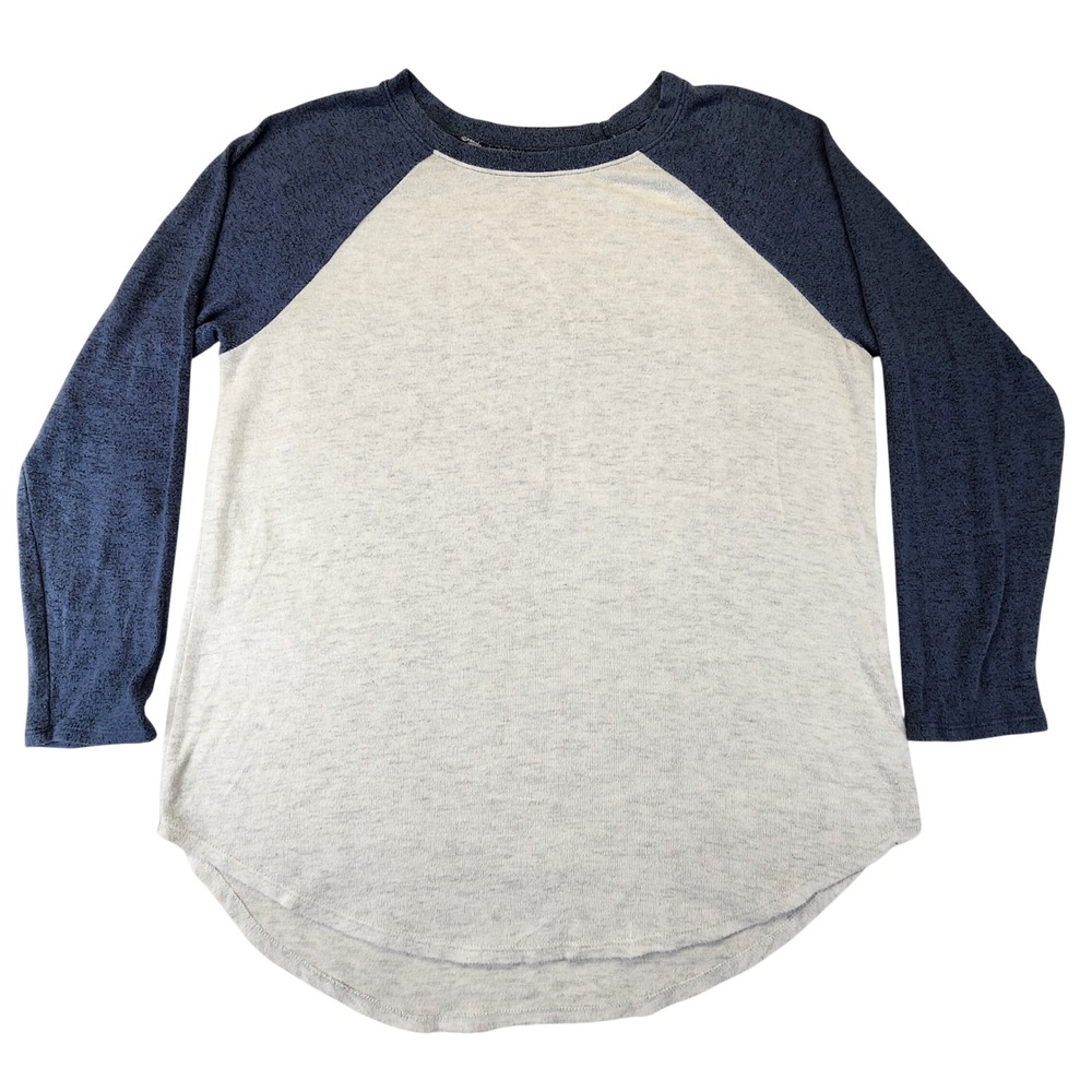 American Eagle Soft & Sexy Plush M Raglan Baseball Style Top Navy Cream Medium